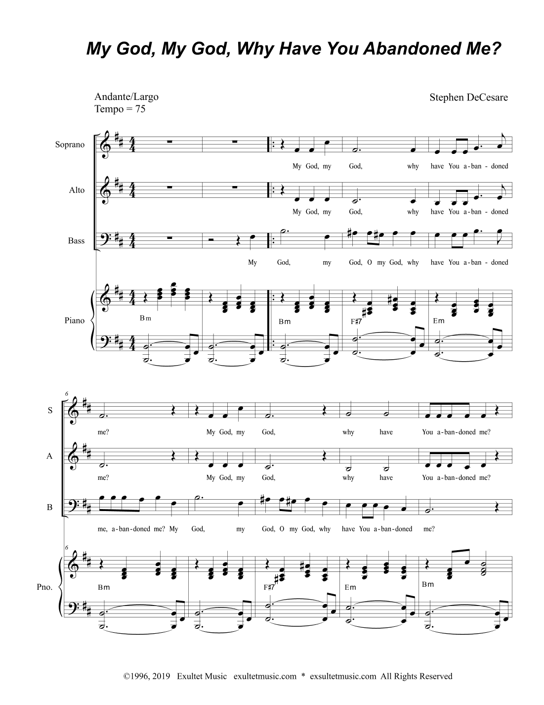 My God, My God, Why Have You Abandoned Me? (for SAB)