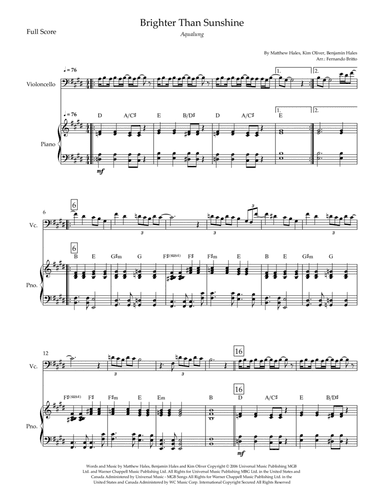 Brighter Than Sunshine (arr. Fernando Britto)