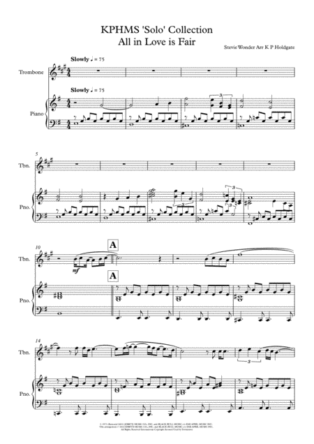 All In Love Is Fair (arr. Kevin P Holdgate)
