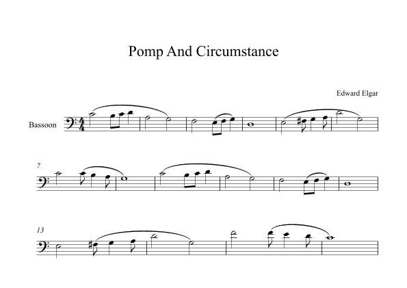 Pomp And Circumstance - Edward Elgar (Bassoon) (arr. Digital Book Music)
