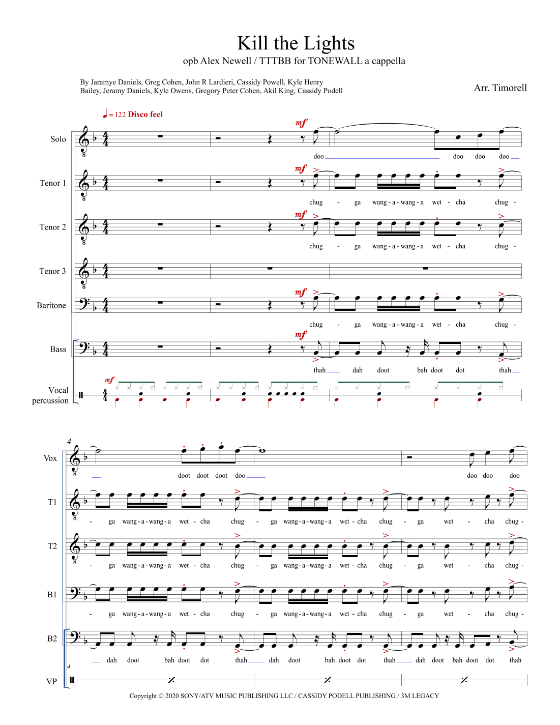 Kill The Lights (arr. Timorell)