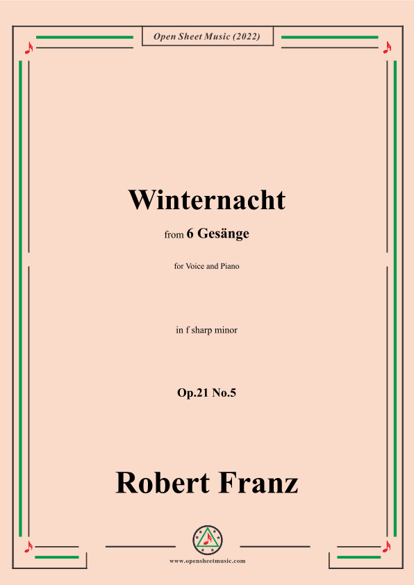 Franz-Winternacht,in f sharp minor,Op.21 No.5,for Voice and Piano (arr. OSM Press)