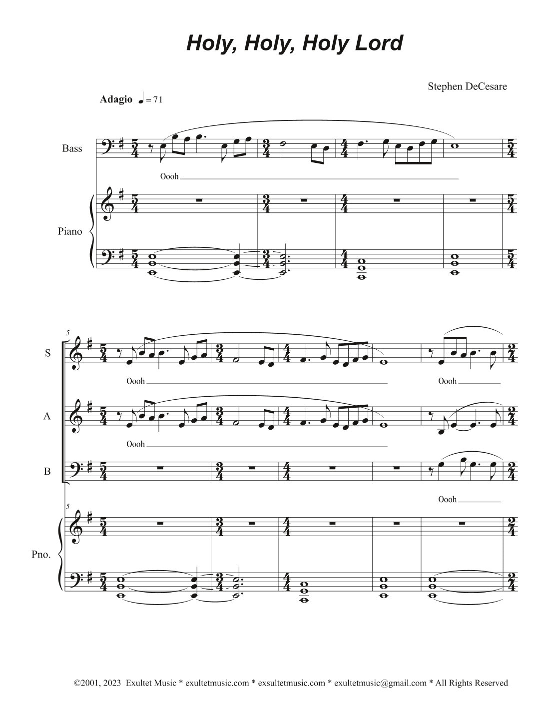 Holy, Holy, Holy Lord (Tenor solo with SAB)