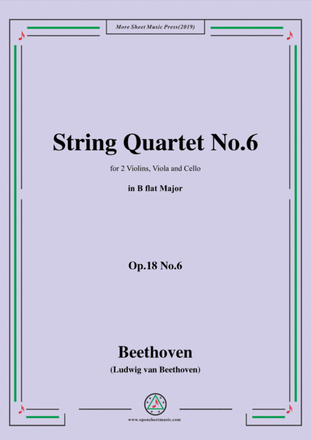 Beethoven-String Quartet No.6 in B flat Major,Op.18 No.6 (arr. MSM)