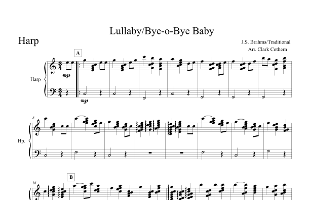 Lullaby - Bye-o-Bye Baby (Harp) (arr. Clark Cothern)