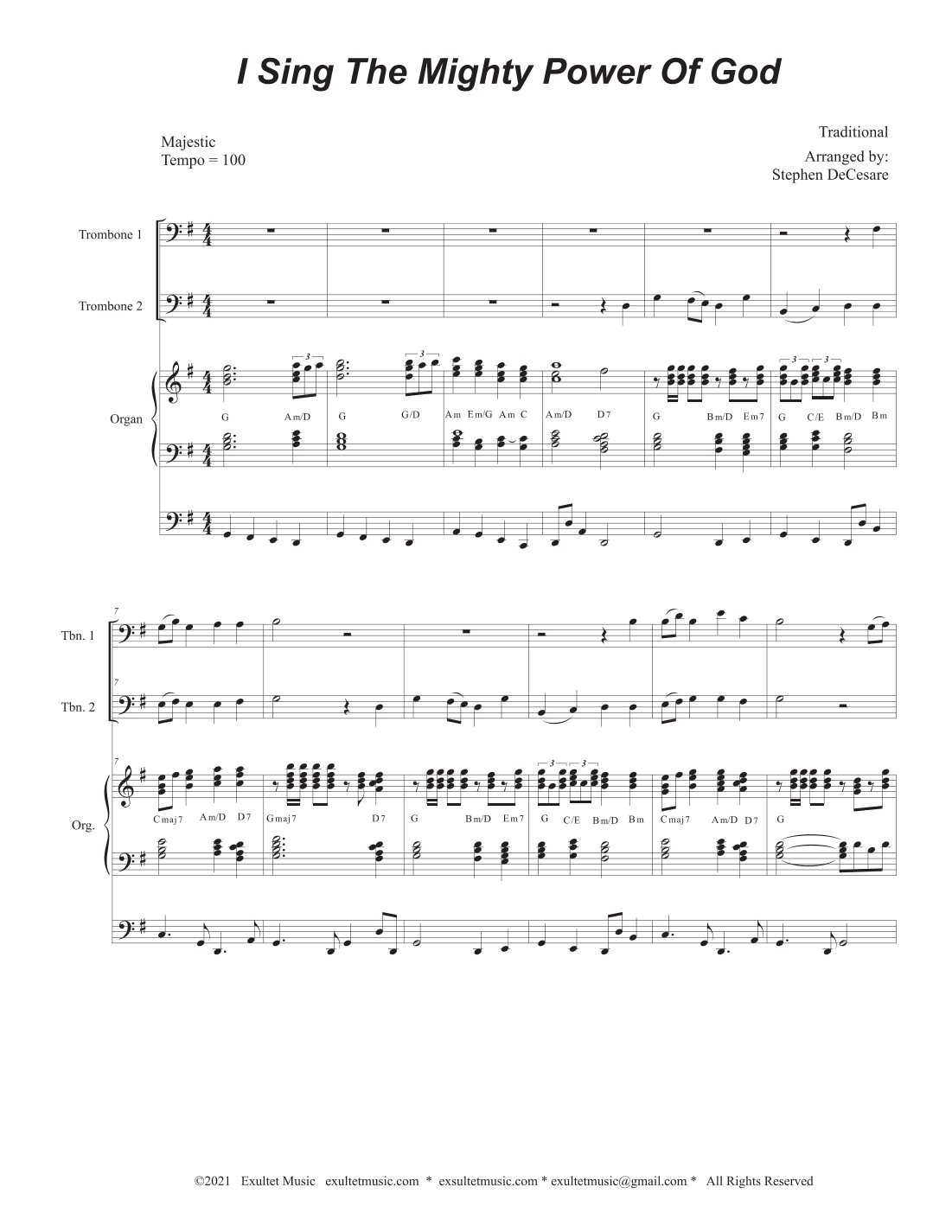 I Sing The Mighty Power Of God (Trombone Duet - Organ accompaniment) (arr. Stephen DeCesare)