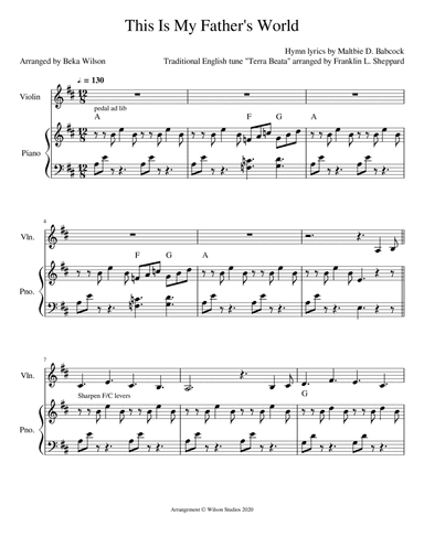 This Is My Father's World--violin solo (arr. Beka Wilson)