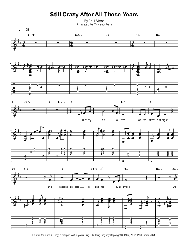 Still Crazy After All These Years (arr. Tunescribers)