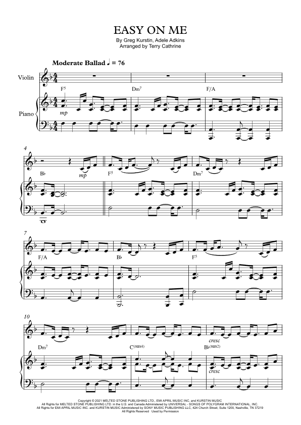 Easy On Me (arr. Terry Cathrine)
