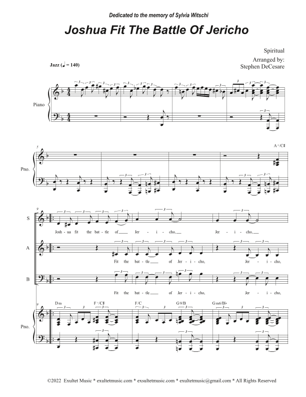 Joshua Fit The Battle Of Jericho (Vocal Trio - (SAB) (arr. Stephen DeCesare)