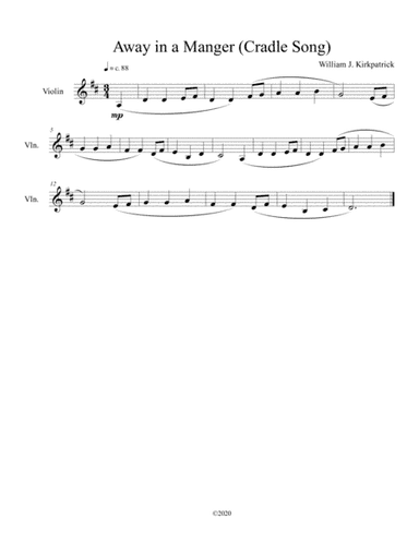 Away in a Manger (Cradle Song) for solo violin (arr. B C Dockery)