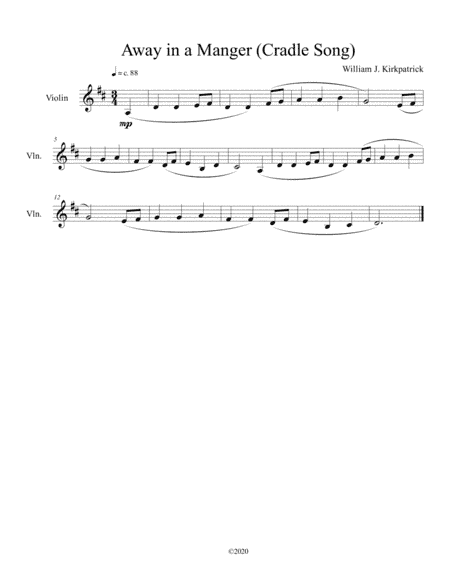 Away in a Manger (Cradle Song) for solo violin (arr. B C Dockery)