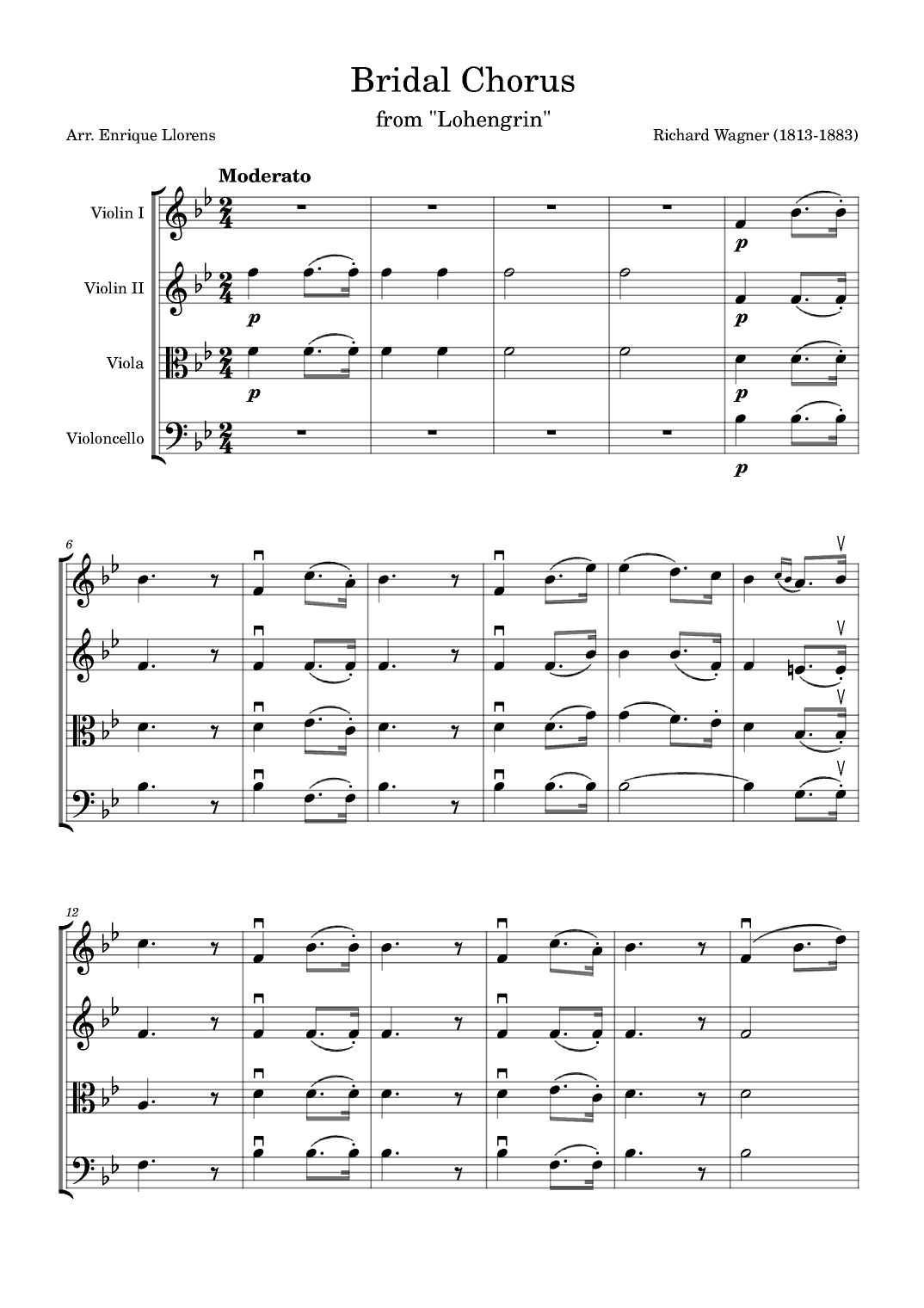 Wagner - Bridal Chorus (Wedding March) from Lohengrin (arr. Enrique Llorens)
