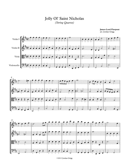 Jolly Ol' Saint Nicholas (String Quartet) (arr. Jordan Grigg)