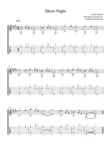 Silent Night, solo guitar (three versions) (arr. Paul-Erik Söderqvist)