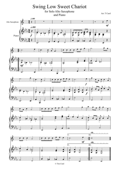 Swing Low Sweet Chariot for Solo Alto Saxophone and Piano (arr. Tim Curd)