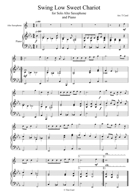 Swing Low Sweet Chariot for Solo Alto Saxophone and Piano (arr. Tim Curd)