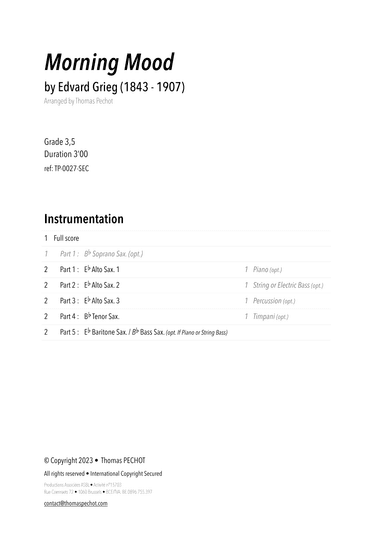 Morning Mood (from Peer Gynt Suite No. 1) (arr. Thomas PECHOT)