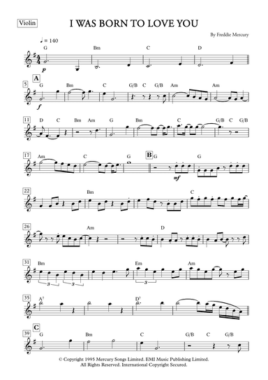 I Was Born To Love You (arr. César Bortolucci)
