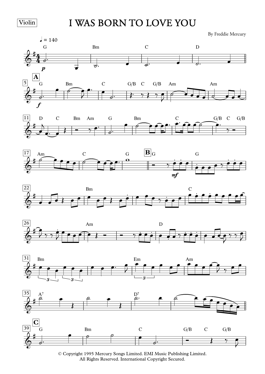 I Was Born To Love You (arr. César Bortolucci)