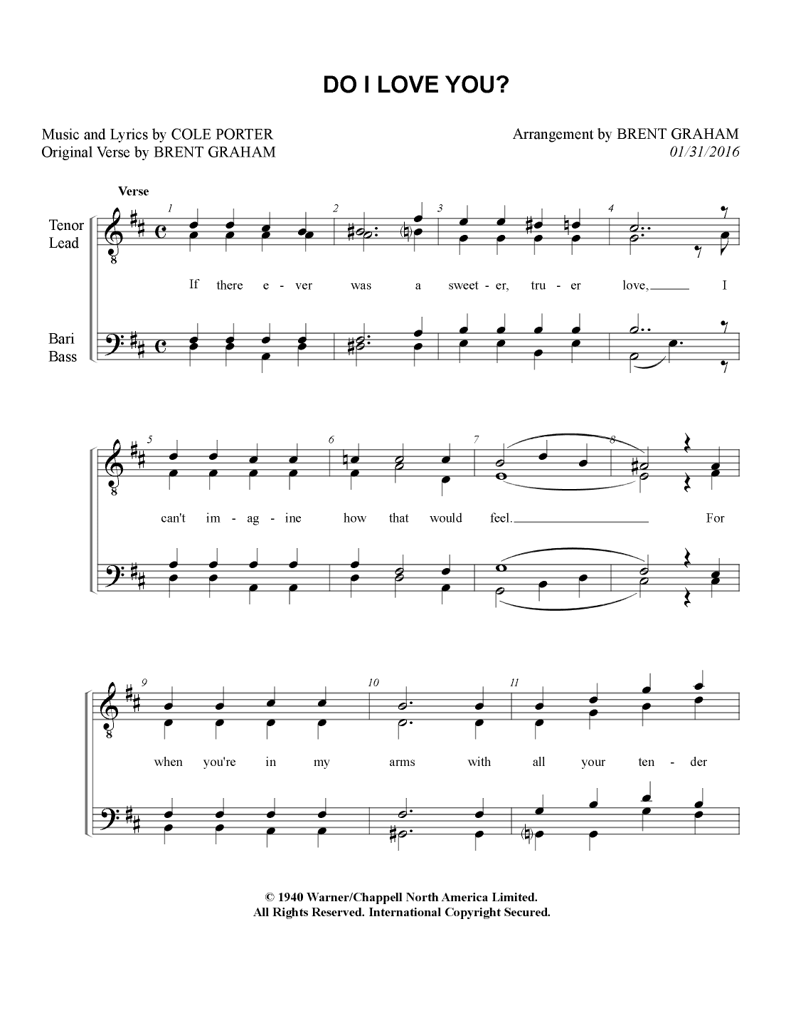 Do I Love You? (arr. Brent Graham)
