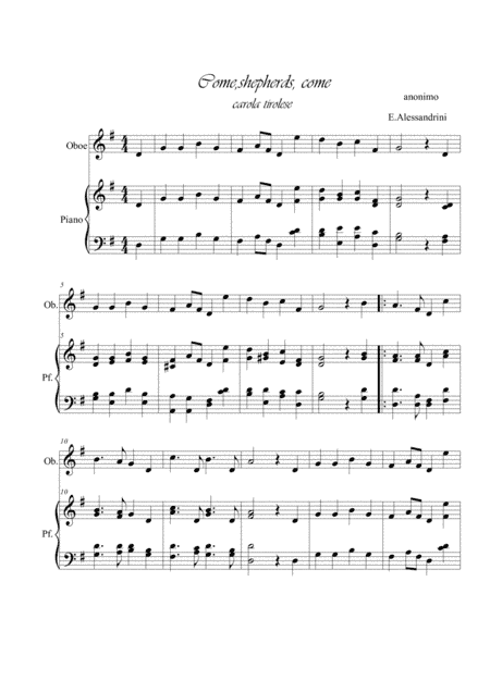 Come shepherds come. Oboe and piano (arr. Ester Alessandrini)