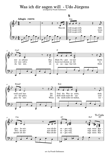 Was Ich Dir Sagen Will (arr. Frank Gathmann)