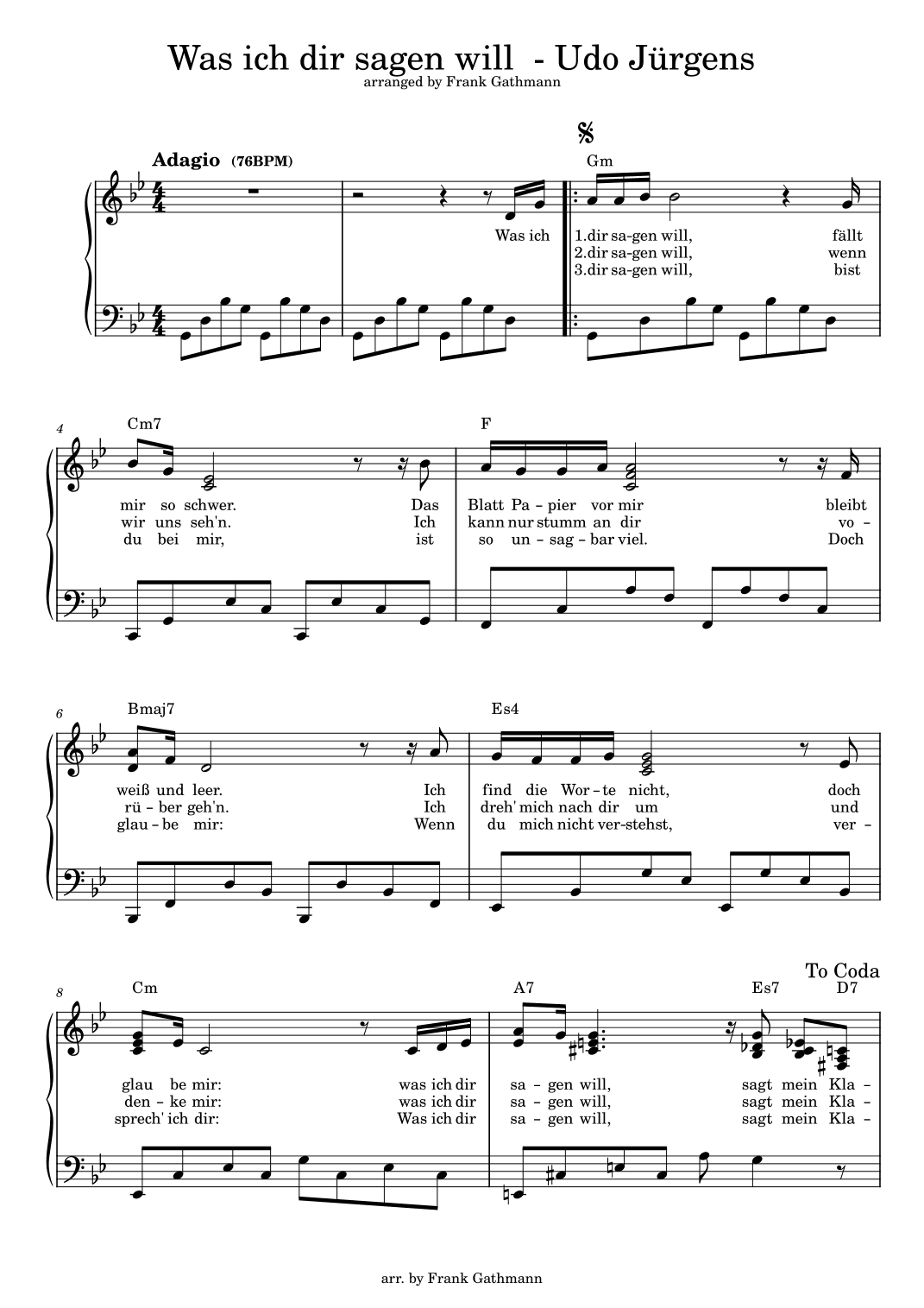 Was Ich Dir Sagen Will (arr. Frank Gathmann)