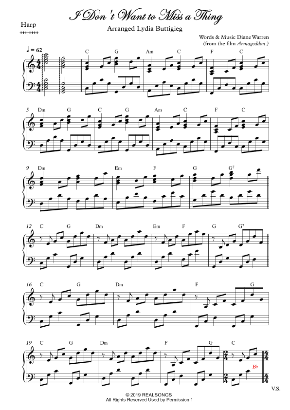 I Don't Want To Miss A Thing (arr. Dr Lydia Buttigieg)