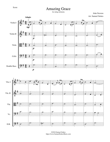 Amazing Grace - for string orchestra (arr. Samuel Stokes)