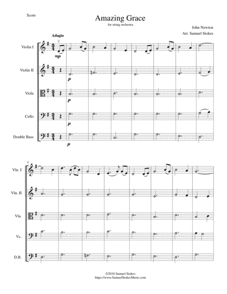 Amazing Grace - for string orchestra (arr. Samuel Stokes)