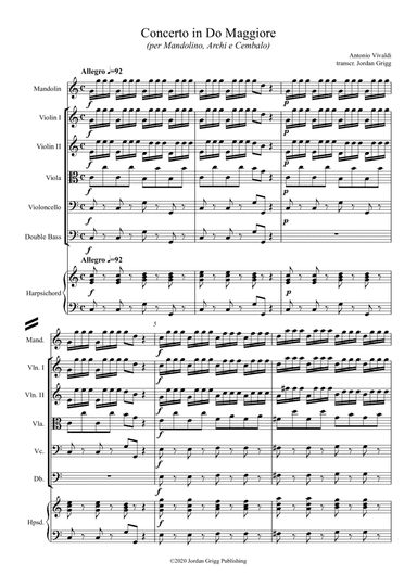 Concerto in DO Maggiore per Mandolino, Archi e Cembalo (arr. Jordan Grigg)