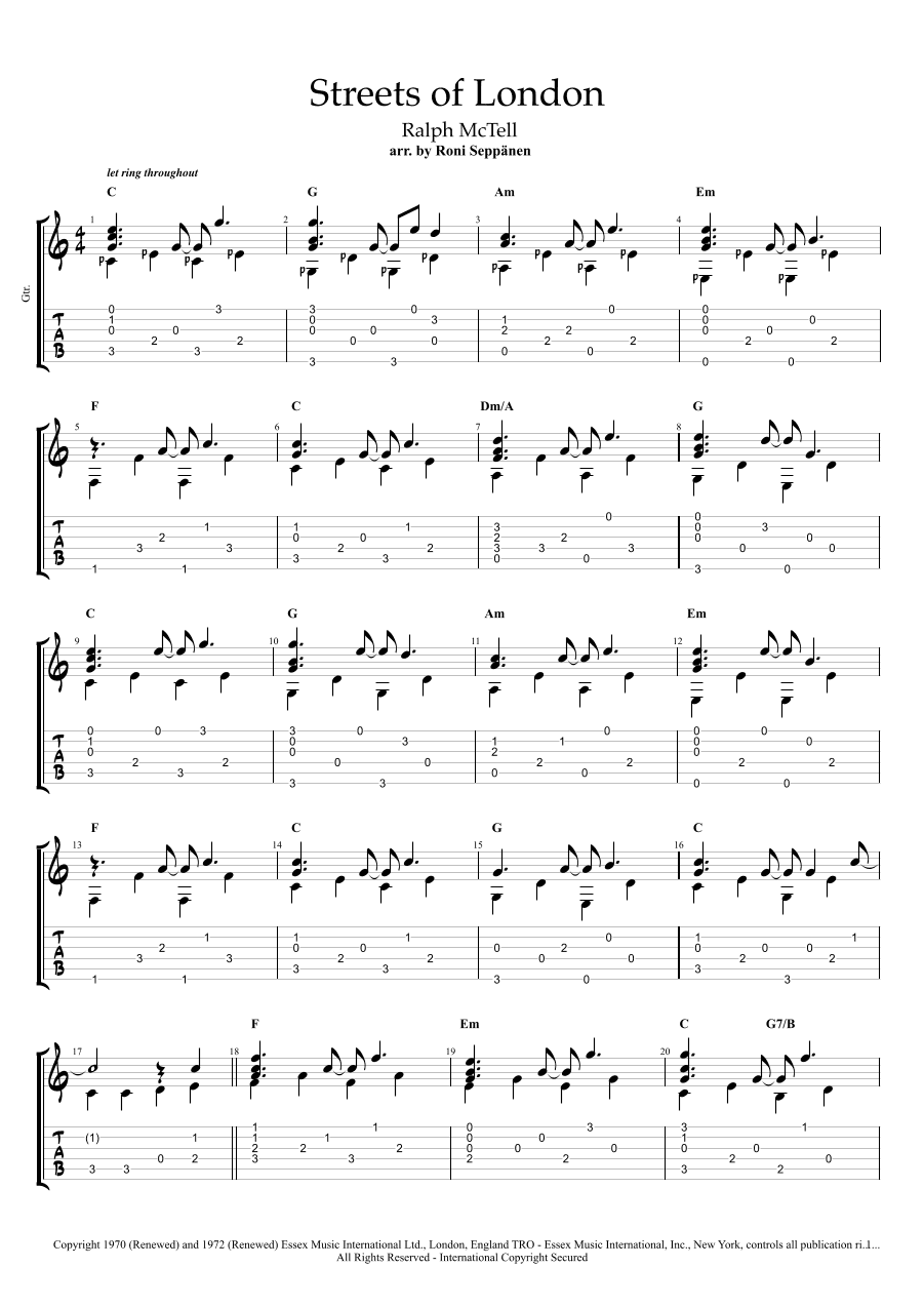 Streets Of London (arr. Roni Seppänen)