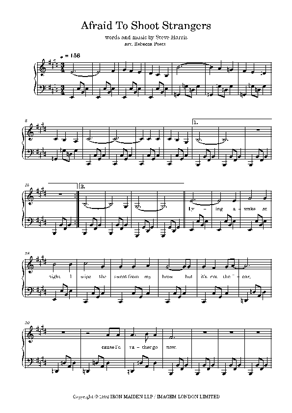 Afraid To Shoot Strangers (arr. Rebecca Poets)