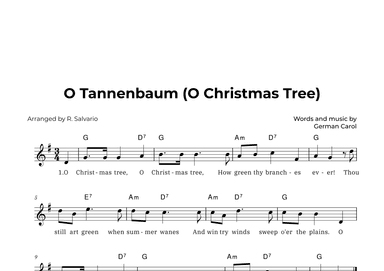 O Tannenbaum (O Christmas Tree) - Key of G Major (arr. R. Salvario)
