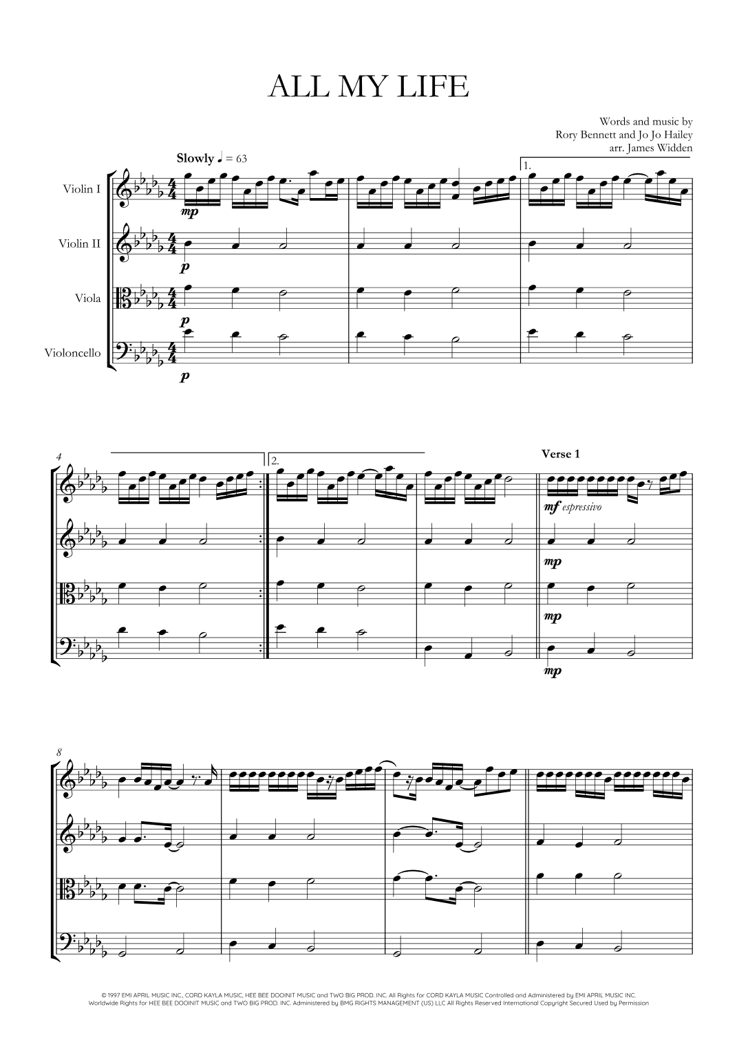 All My Life (arr. James Widden)