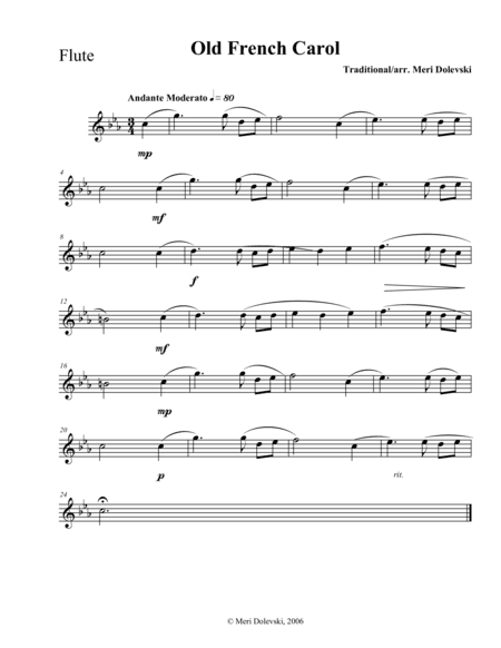 Old French Carol: flute/piano (arr. Meri Dolevski)