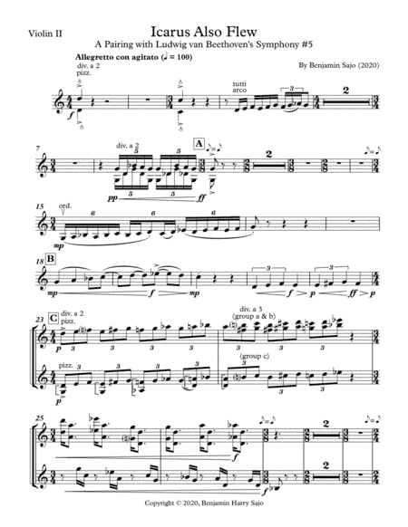 Icarus Also Flew: A Pairing with Beethoven's Symphony #5 - Violin II