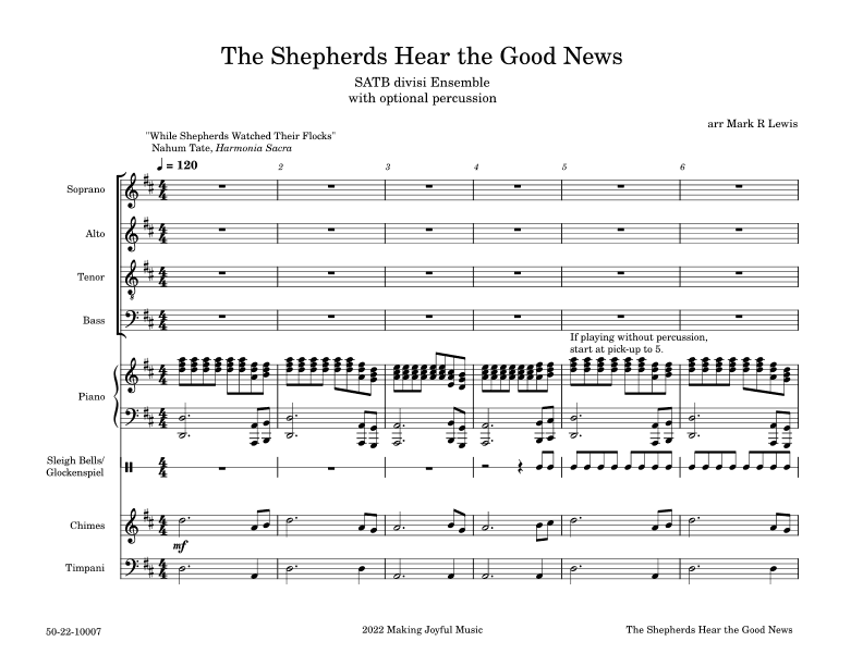 The Shepherds Hear the Good News - SATB divisi Ensemble (arr. Mark R Lewis)