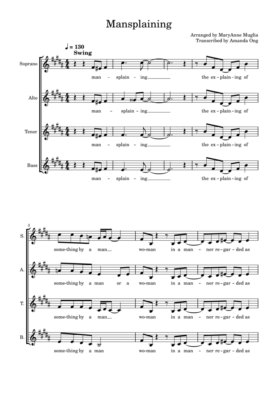Mansplaining (Red Letter Daze) for A Cappella (arr. Amanda Ong)