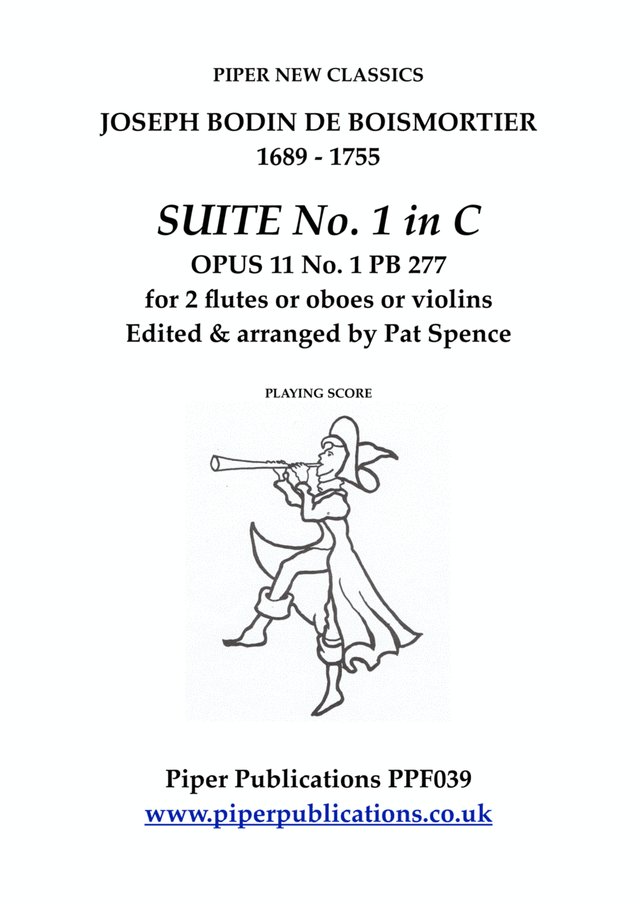 BOISMORTIER SUITE No. 1 in C MAJOR OPUS 11 NO. 1 PB277 (arr. Edited & arranged by Pat Spence)