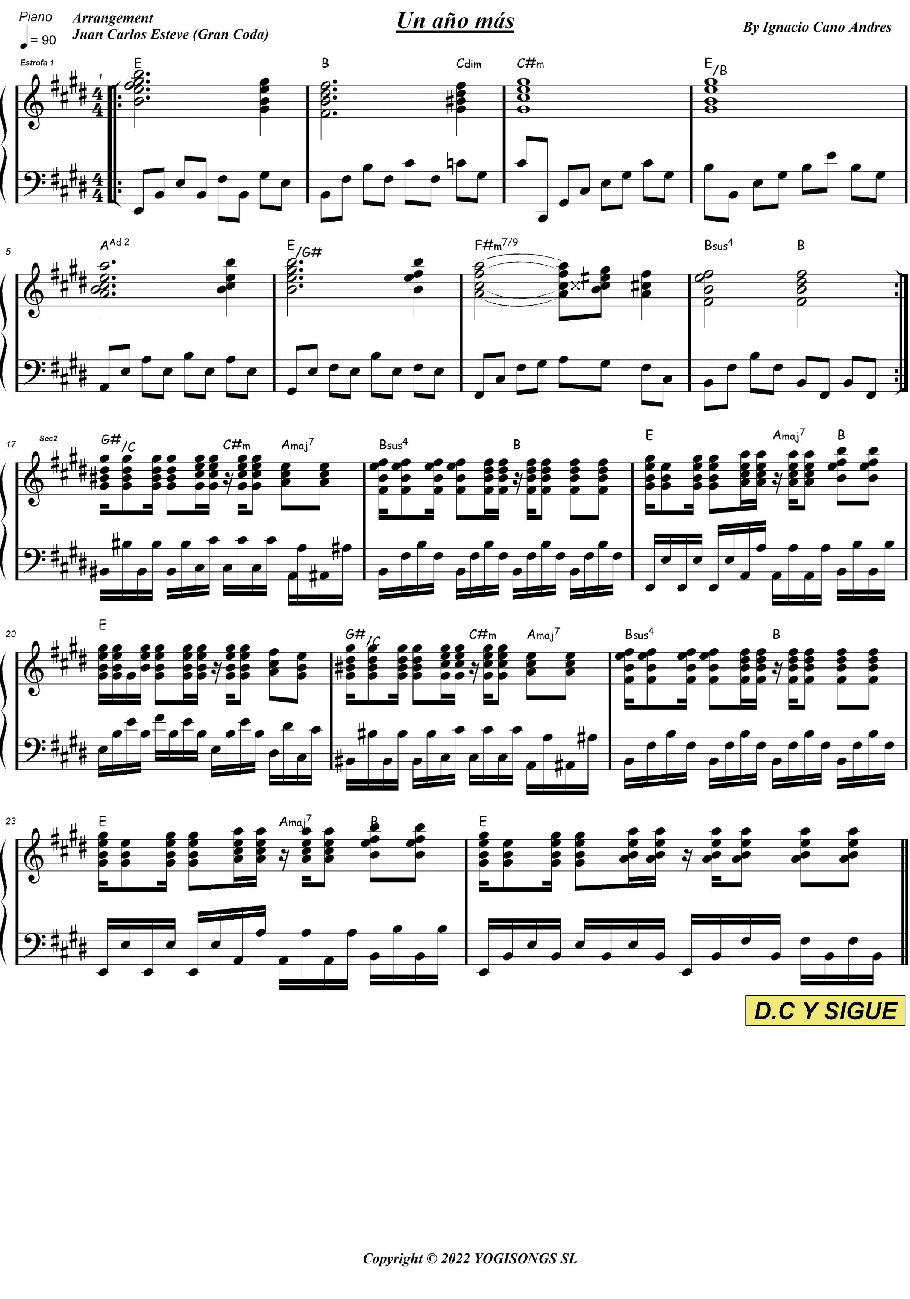 Un Ano Mas (arr. juan carlos esteve / Gran Coda)