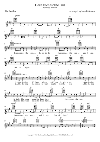 Here Comes The Sun (arr. Ivan Patterson, Pūkāea Music Publishing)