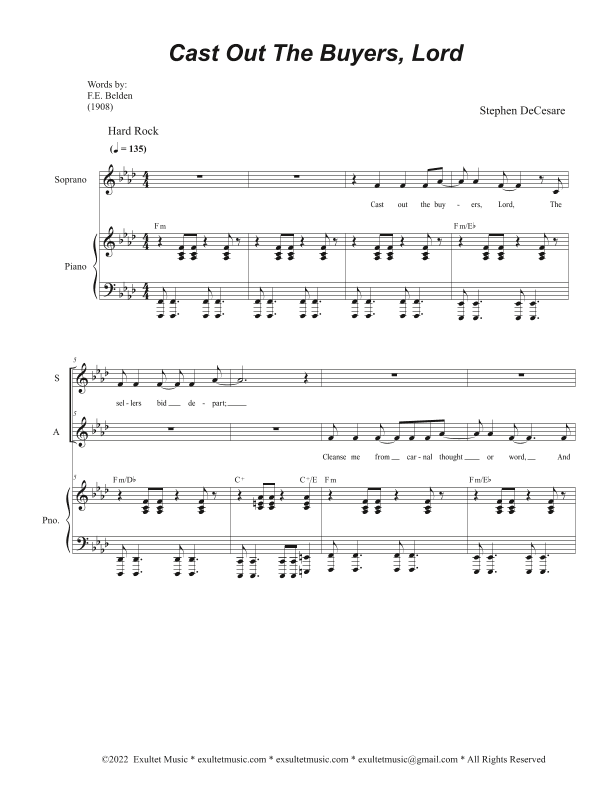 Cast Out The Buyers, Lord (Duet for Soprano and Alto solo) (Easy Vocal Duet Version)