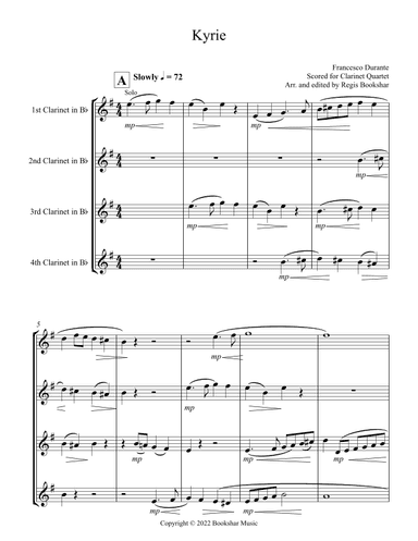 Kyrie (Durante) (Clarinet Quartet) (arr. Regis Bookshar)