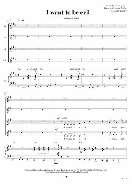 I Want To Be Evil (arr. Jetse Bremer)