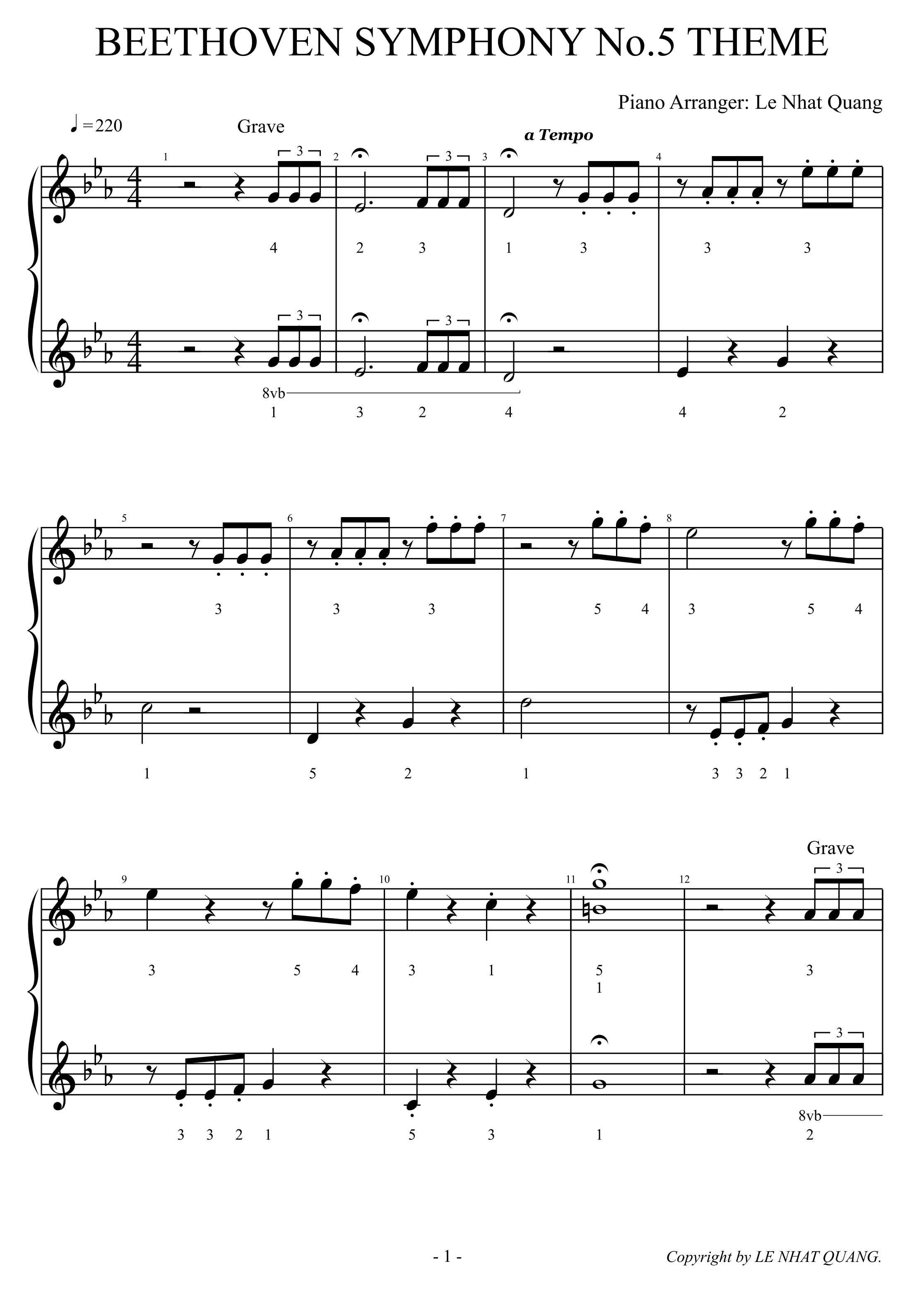 BEETHOVEN SYMPHONY No.5 THEME (arr. Le Nhat Quang)