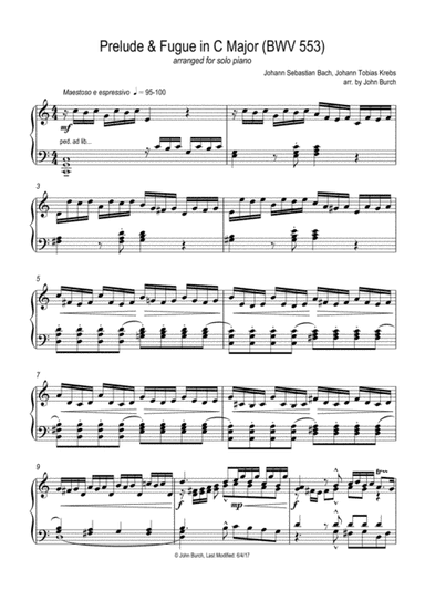 Prelude & Fugue in C Major, BWV 553 (Piano Solo Arrangement) (arr. John Burch)
