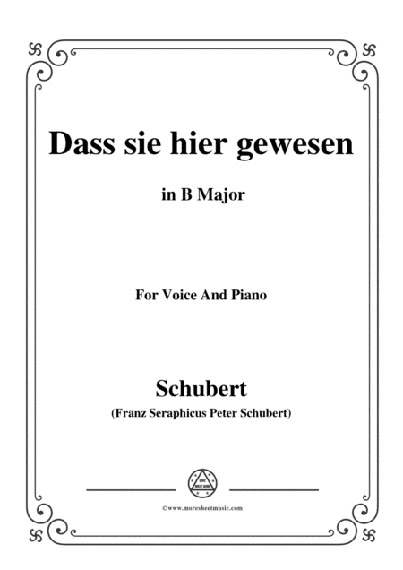 Schubert-Dass sei hier gewesen,in B Major,Op.59,No.2,for Voice and Piano (arr. MSM)