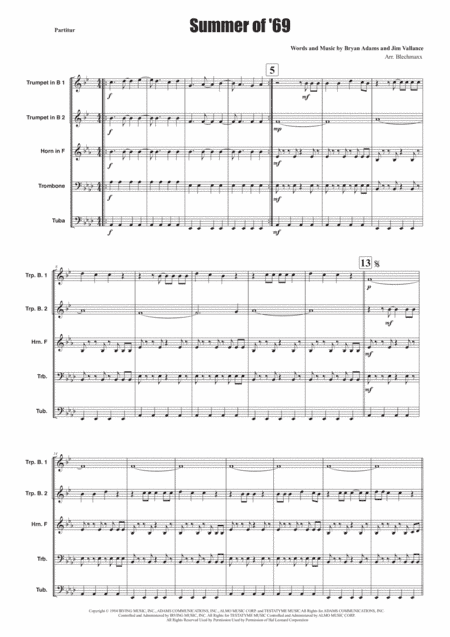 Summer Of '69 (arr. Blechmaxx)